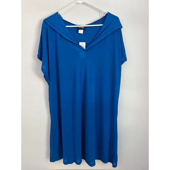 Cover Me Royal Blue Swim Cover Up Hooded NWT Women's 1X - Picture 3 of 6